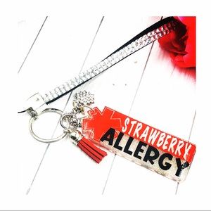 Strawberry Allergy Tag/Keychain/Purse Charm
